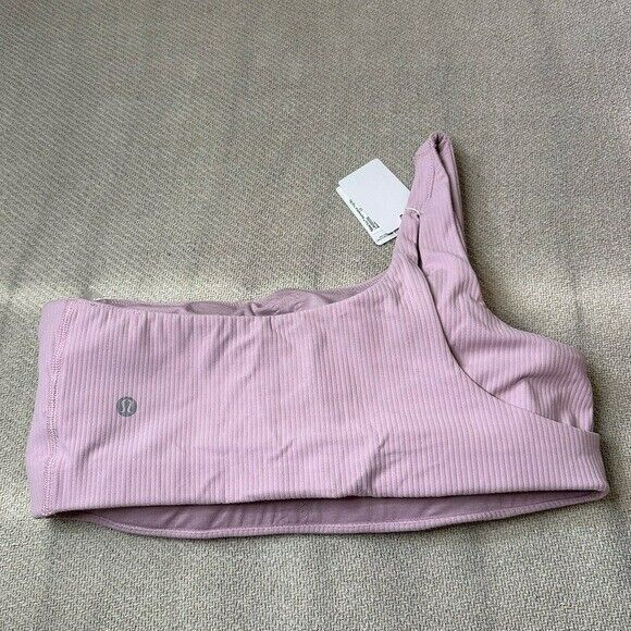 Lululemon Ribbed Asymmetrical Nulu Yoga Sports Bra Size 12 NWT $78 Pink Rare - Picture 5 of 9